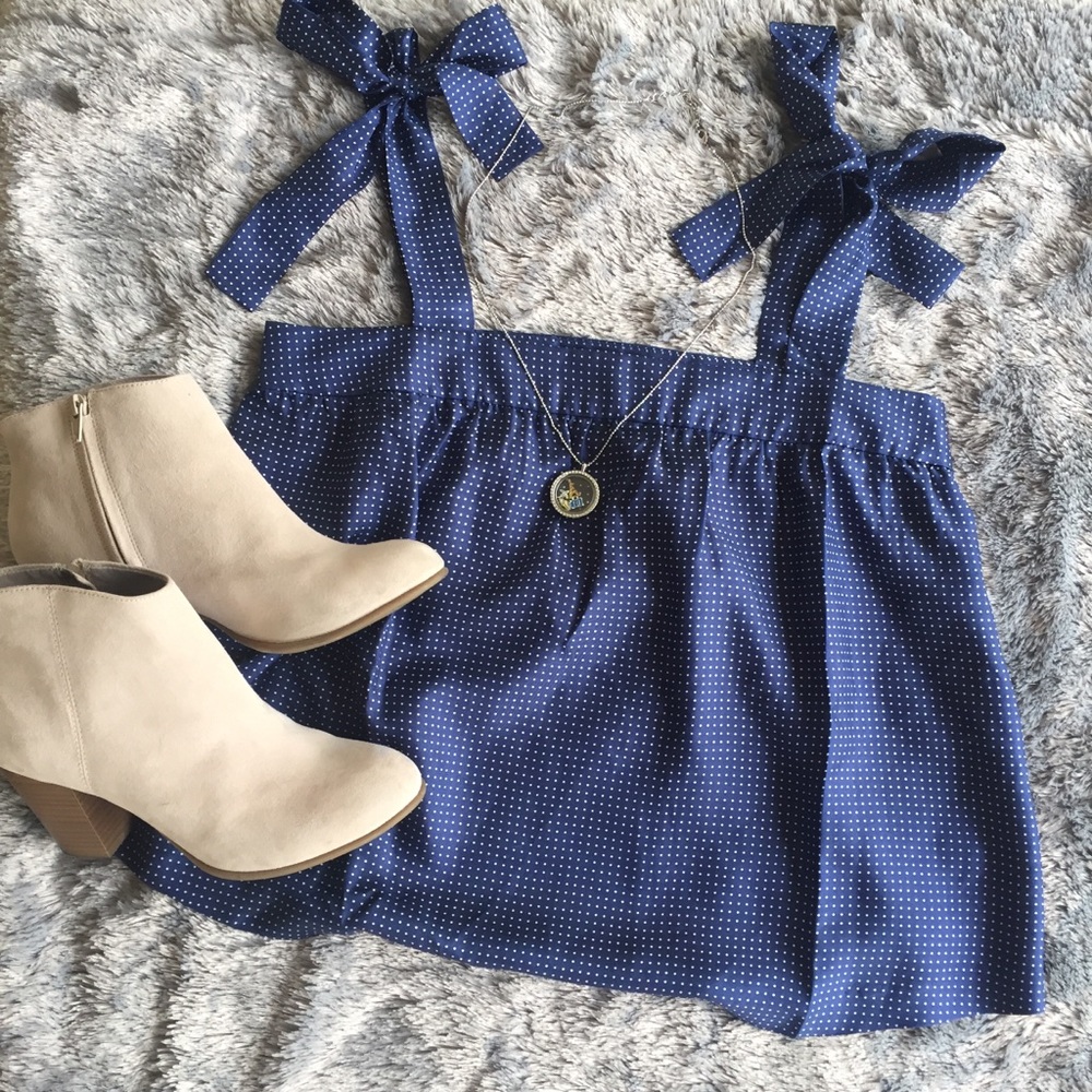 🎉NWT🎉 J. Crew Tie Shoulder Polka Dot Navy Blue